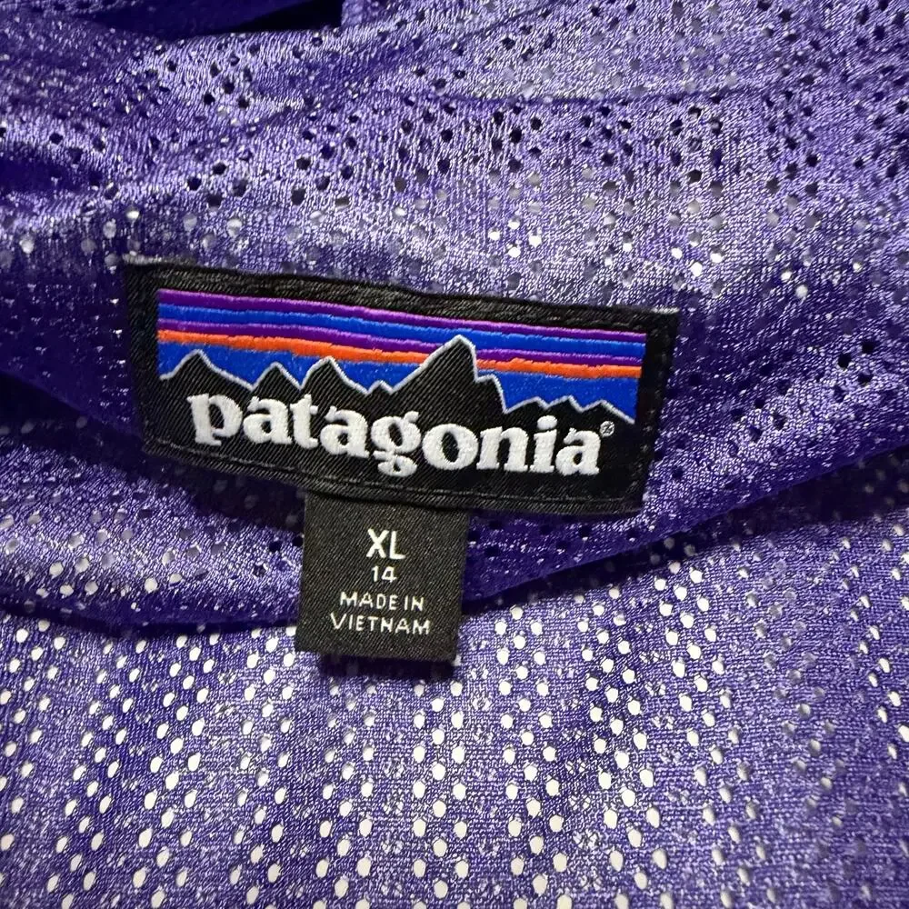 Patagonia Coat Kids Youth XL 14 Purple Shell Rain Coat Outdoor Hike